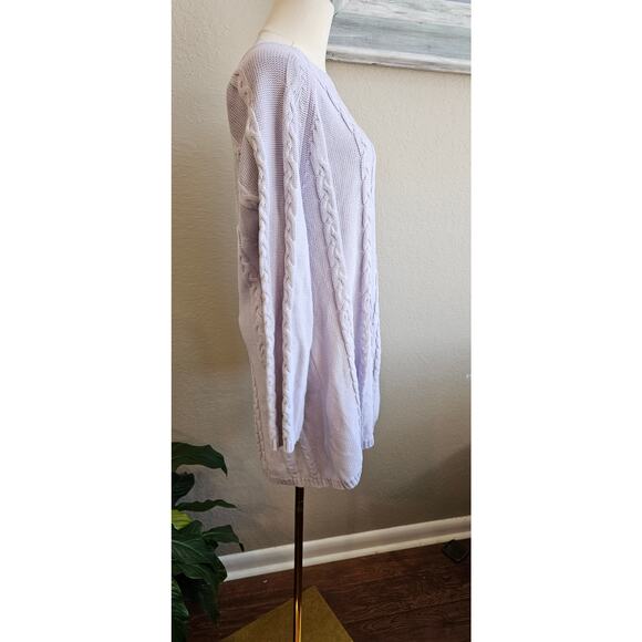 Soft Surroundings Women's Cable Knit Cozy Tunic Pullover Sweater Size L Lavender - Picture 3 of 6